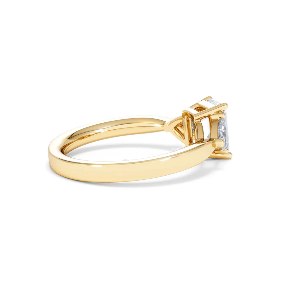 Aurora Lab Diamond Emerald Cut and Trillion 1.70ct Ring in 18K Gold F/VS1