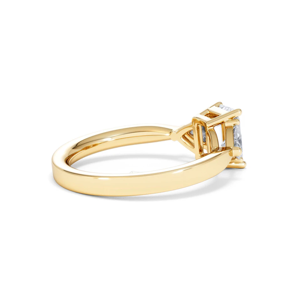 Aurora Lab Diamond Emerald Cut and Trillion 1.70ct Ring in 18K Gold F/VS1