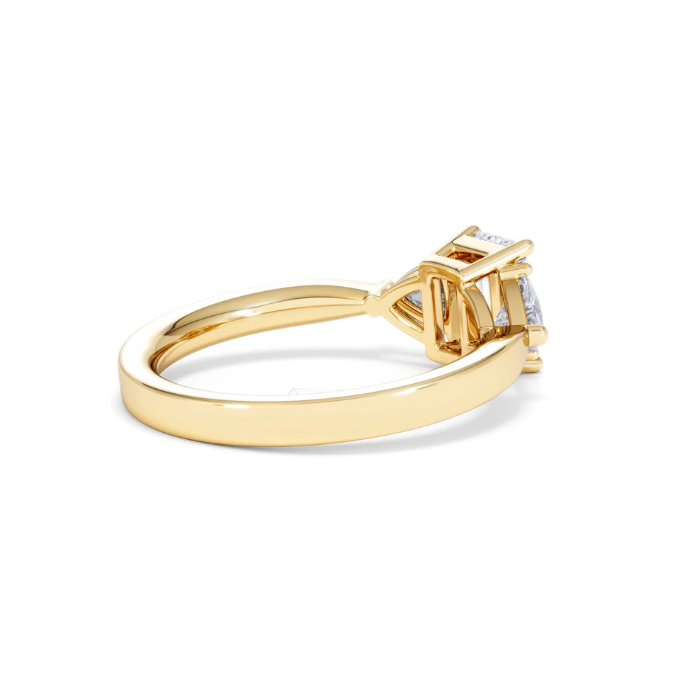 Aurora Lab Diamond Emerald Cut and Trillion 1.70ct Ring in 18K Gold F/VS1