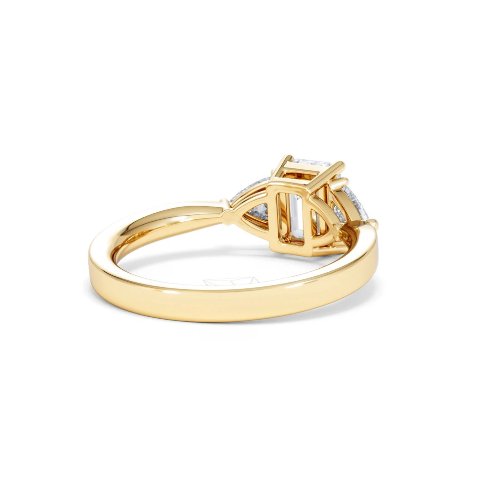 Aurora Lab Diamond Emerald Cut and Trillion 1.70ct Ring in 18K Gold F/VS1