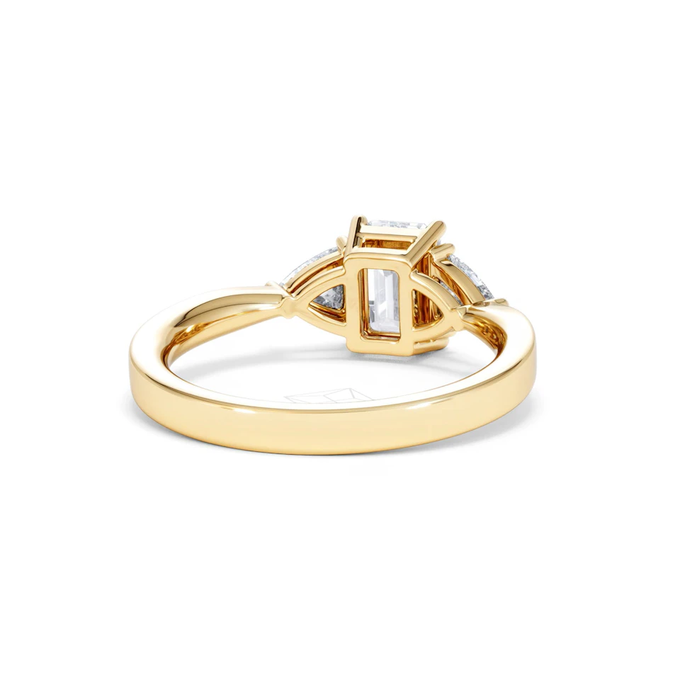 Aurora Lab Diamond Emerald Cut and Trillion 1.70ct Ring in 18K Gold F/VS1