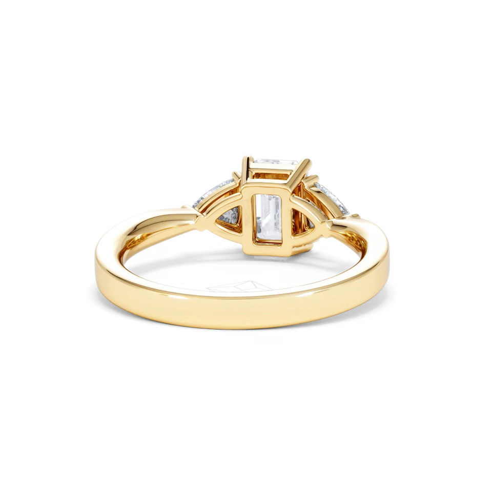 Aurora Lab Diamond Emerald Cut and Trillion 1.70ct Ring in 18K Gold F/VS1