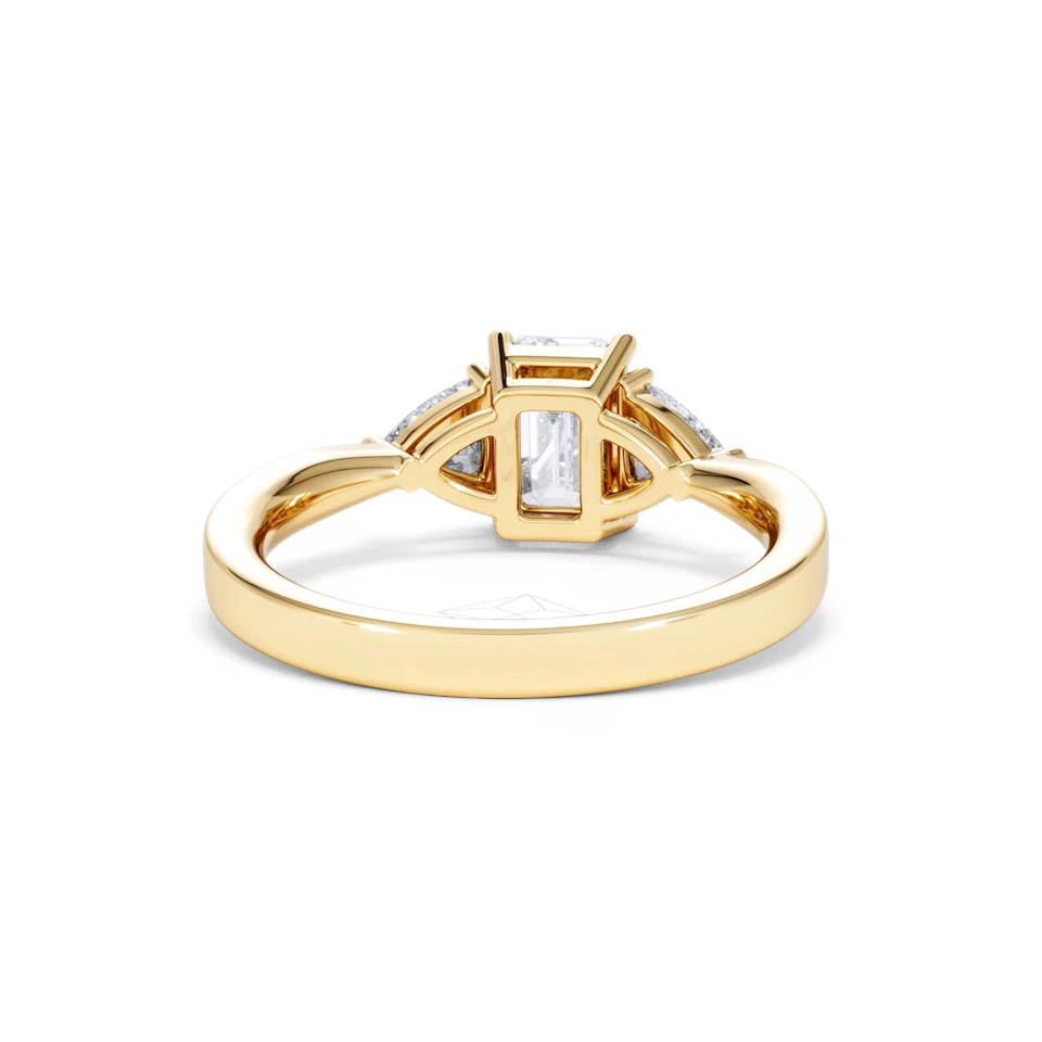 Aurora Lab Diamond Emerald Cut and Trillion 1.70ct Ring in 18K Gold F/VS1