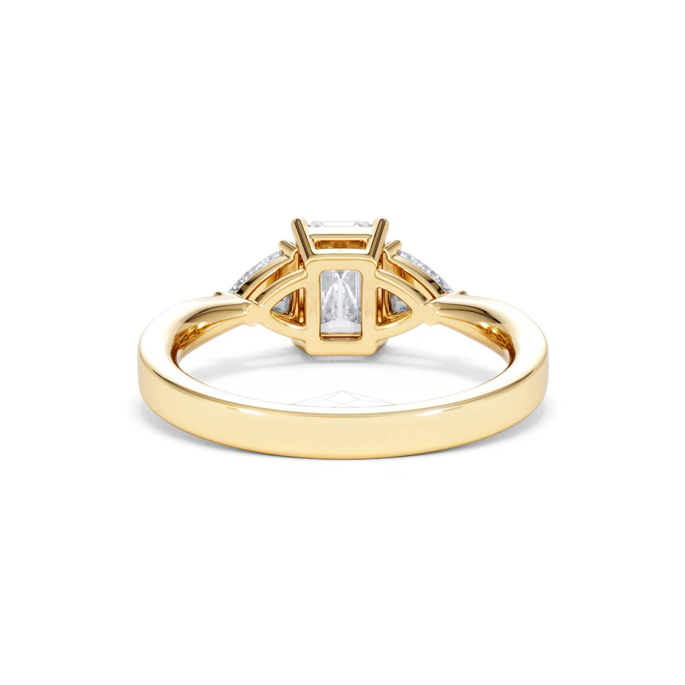 Aurora Lab Diamond Emerald Cut and Trillion 1.70ct Ring in 18K Gold F/VS1