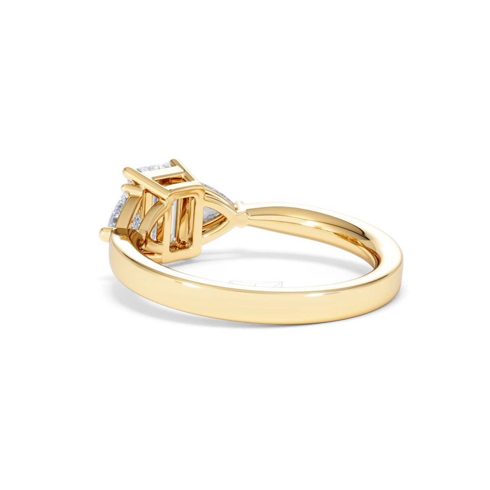 Aurora Lab Diamond Emerald Cut and Trillion 1.70ct Ring in 18K Gold F/VS1
