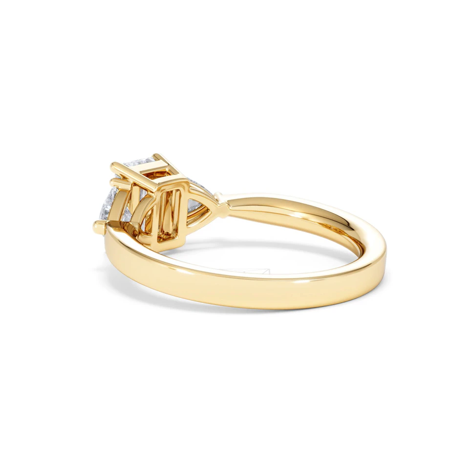 Aurora Lab Diamond Emerald Cut and Trillion 1.70ct Ring in 18K Gold F/VS1