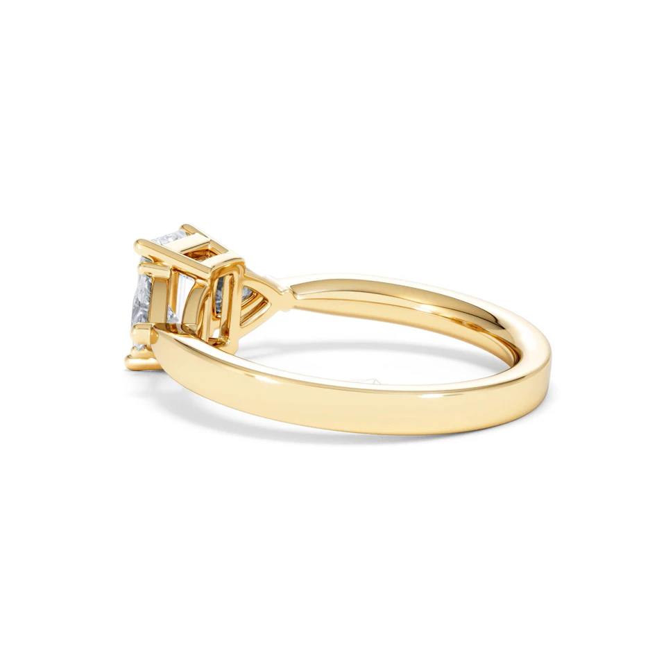 Aurora Lab Diamond Emerald Cut and Trillion 1.70ct Ring in 18K Gold F/VS1
