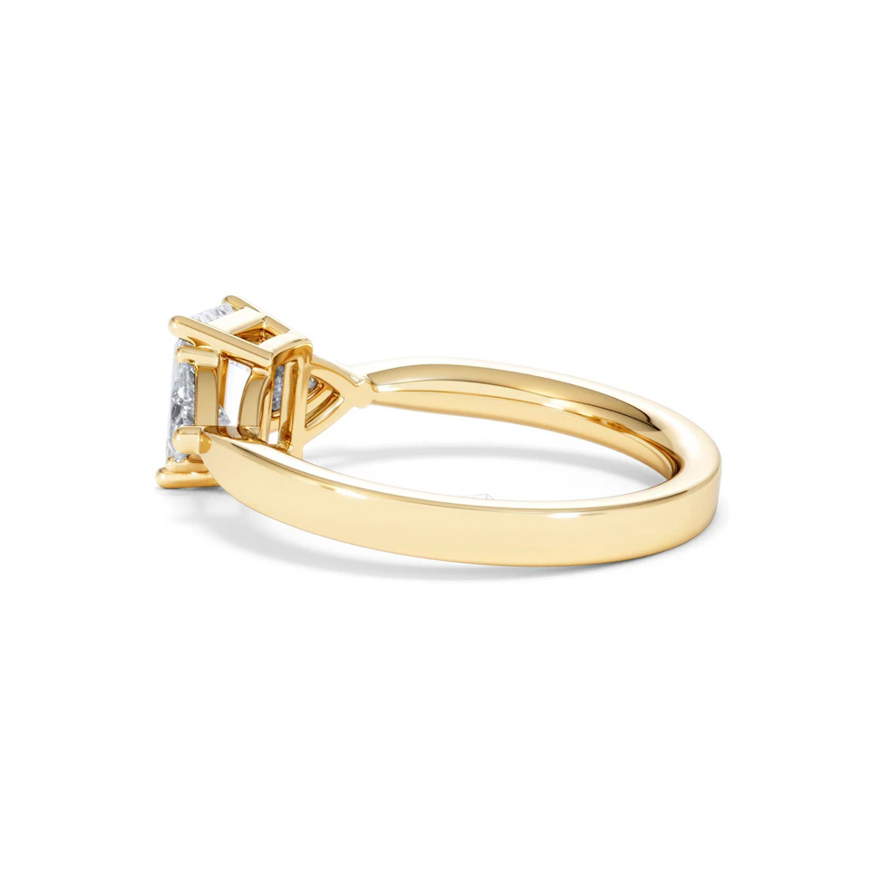 Aurora Lab Diamond Emerald Cut and Trillion 1.70ct Ring in 18K Gold F/VS1