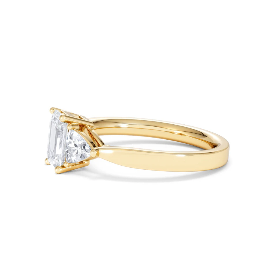 Aurora Lab Diamond Emerald Cut and Trillion 1.70ct Ring in 18K Gold F/VS1
