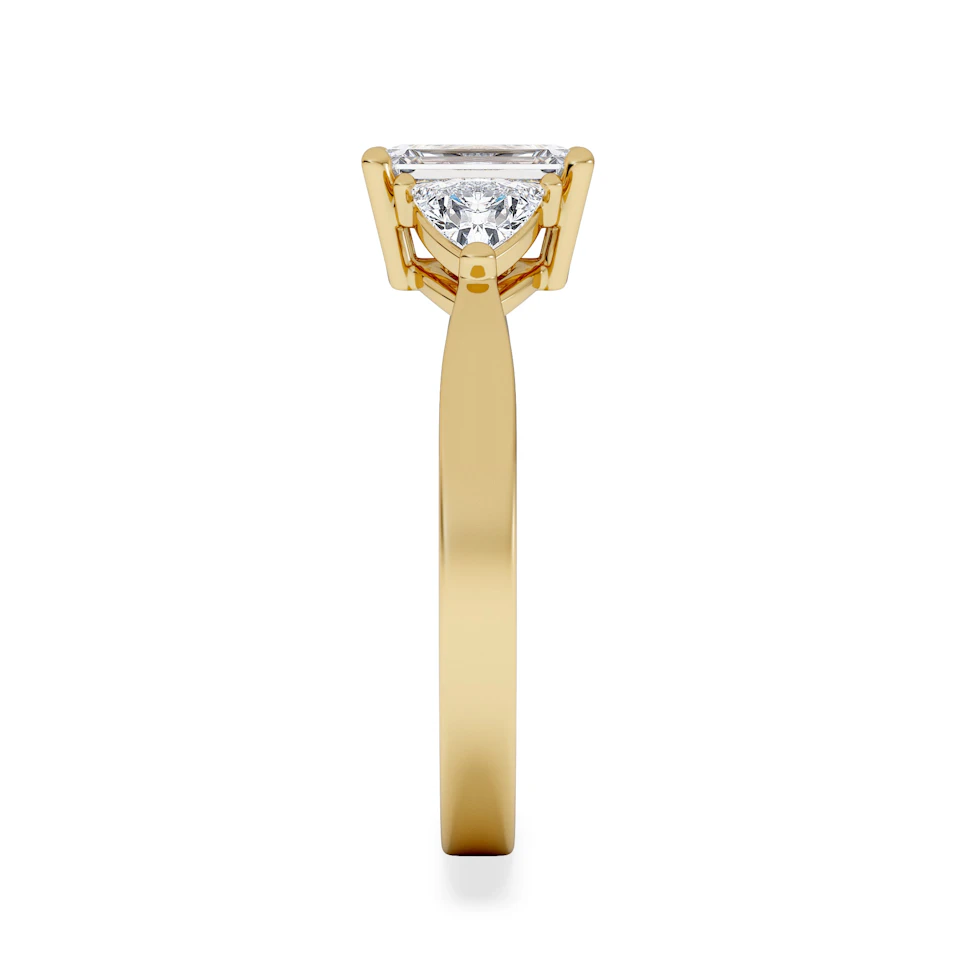 Aurora Lab Diamond Emerald Cut and Trillion 1.70ct Ring in 18K Gold F/VS1