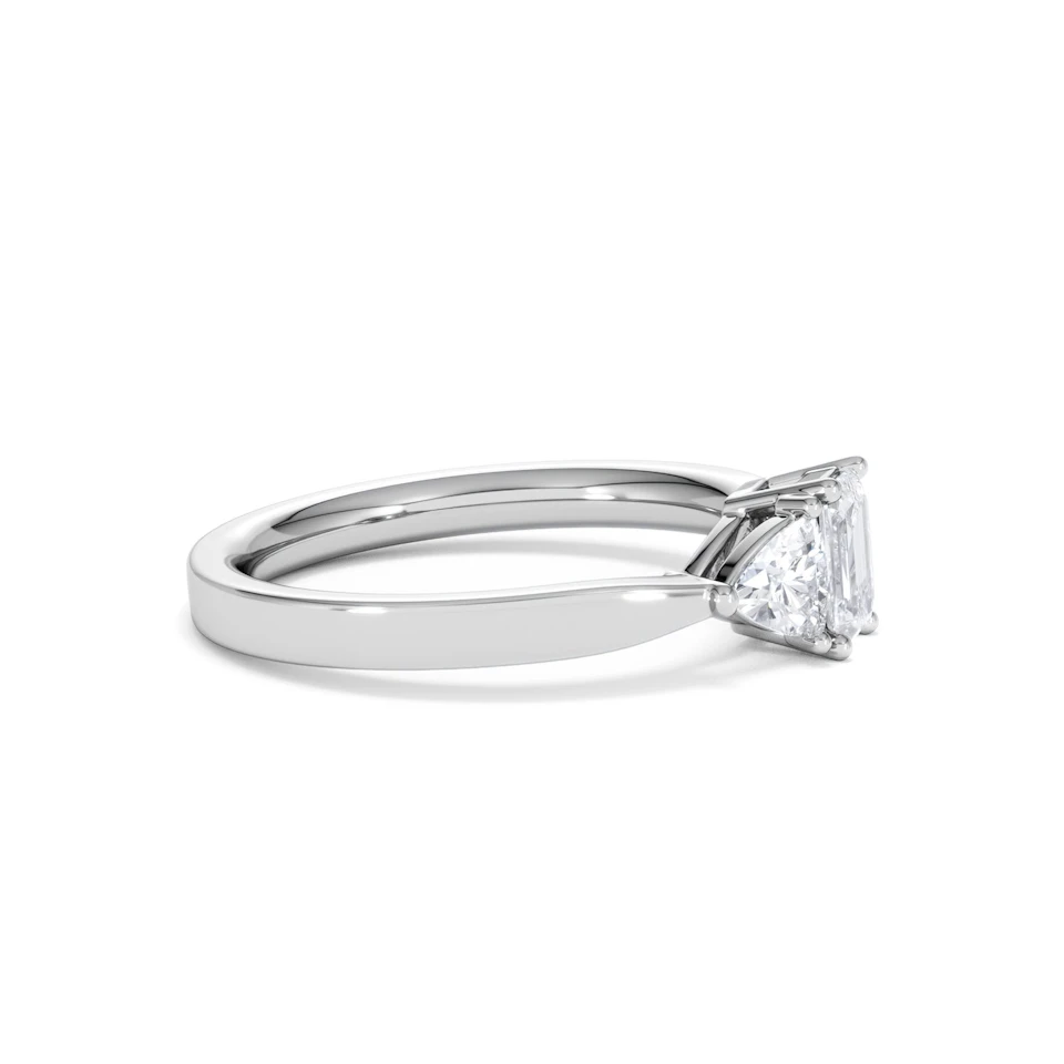 Aurora Lab Diamond Emerald Cut and Trillion 1.00ct Ring in Platinum F/VS1