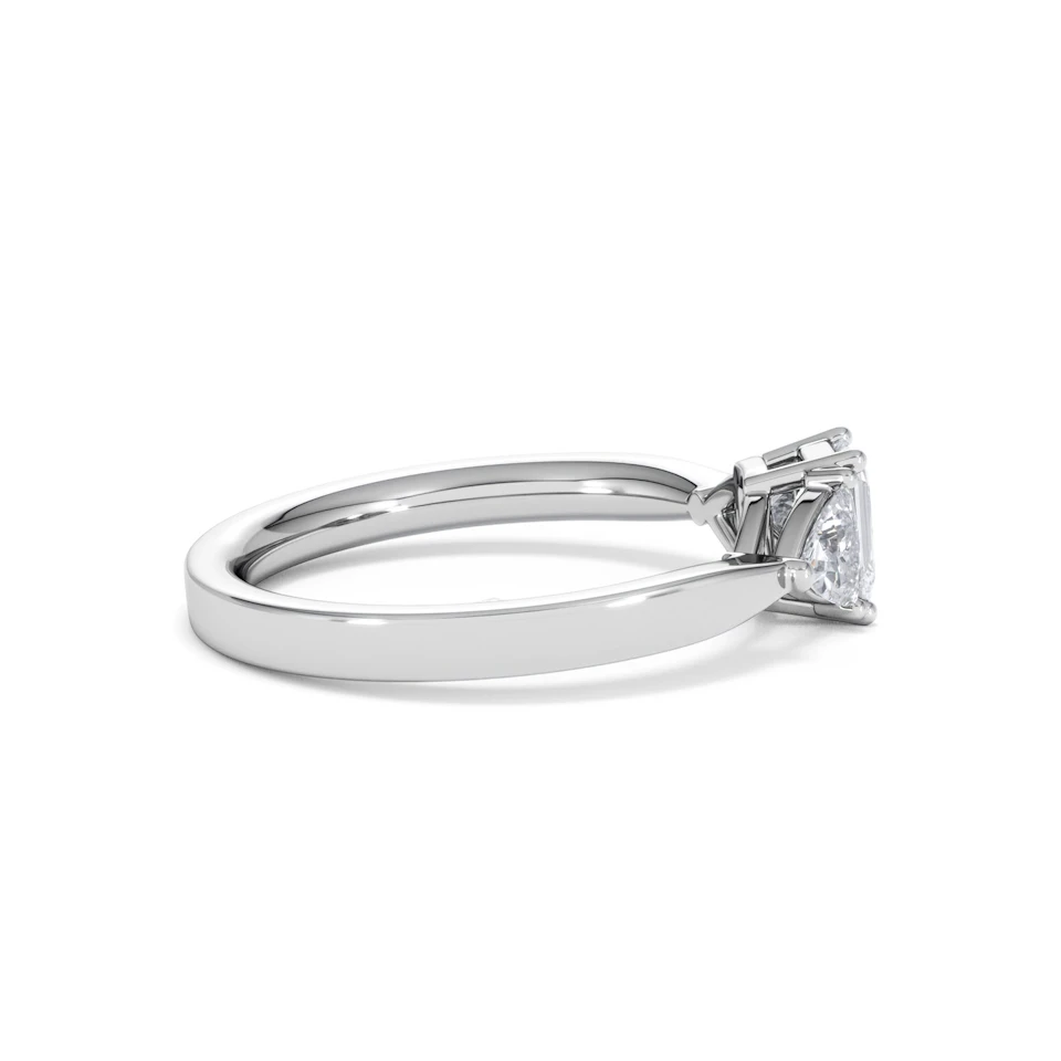 Aurora Lab Diamond Emerald Cut and Trillion 1.00ct Ring in Platinum F/VS1