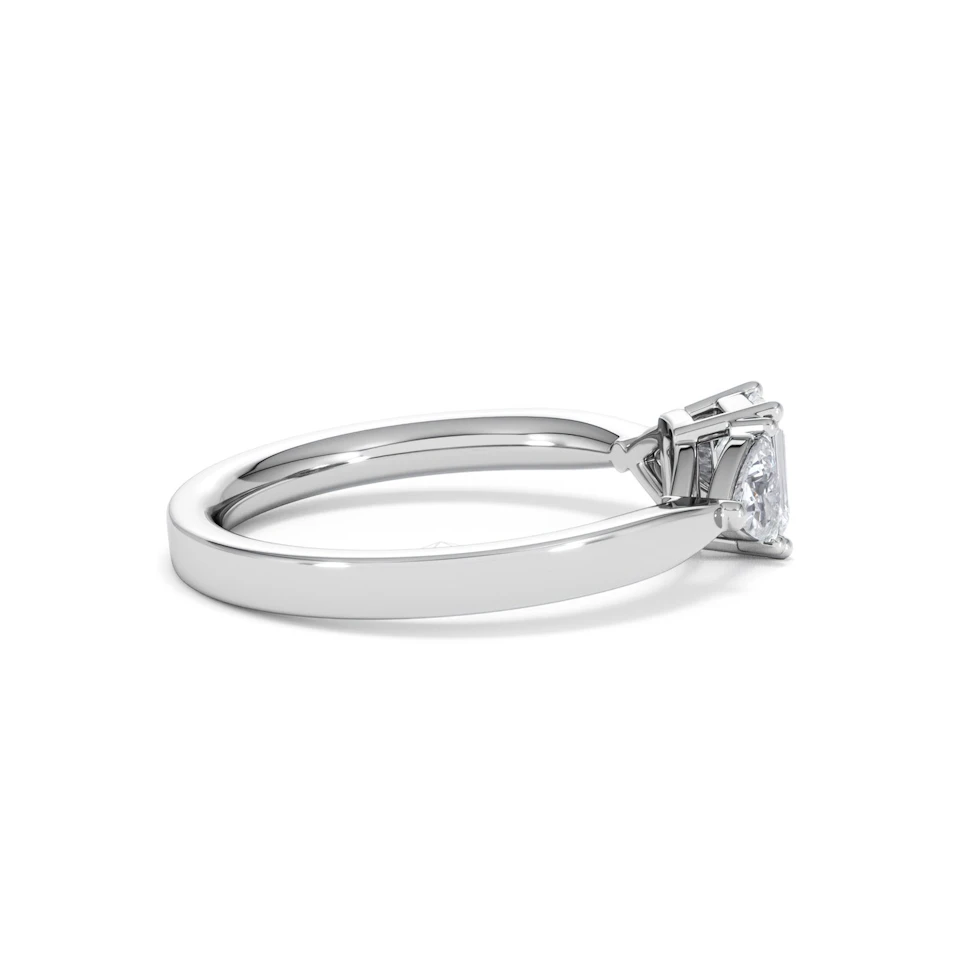 Aurora Lab Diamond Emerald Cut and Trillion 1.00ct Ring in Platinum F/VS1
