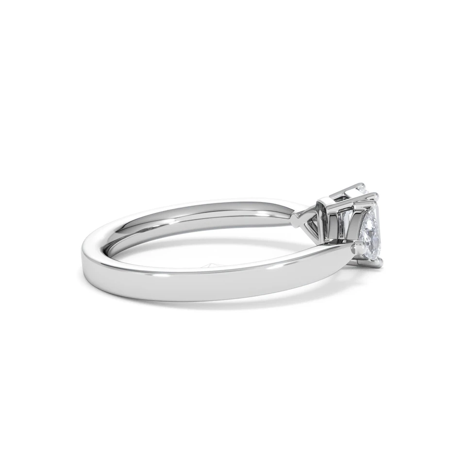 Aurora Lab Diamond Emerald Cut and Trillion 1.00ct Ring in 18K White Gold F/VS1