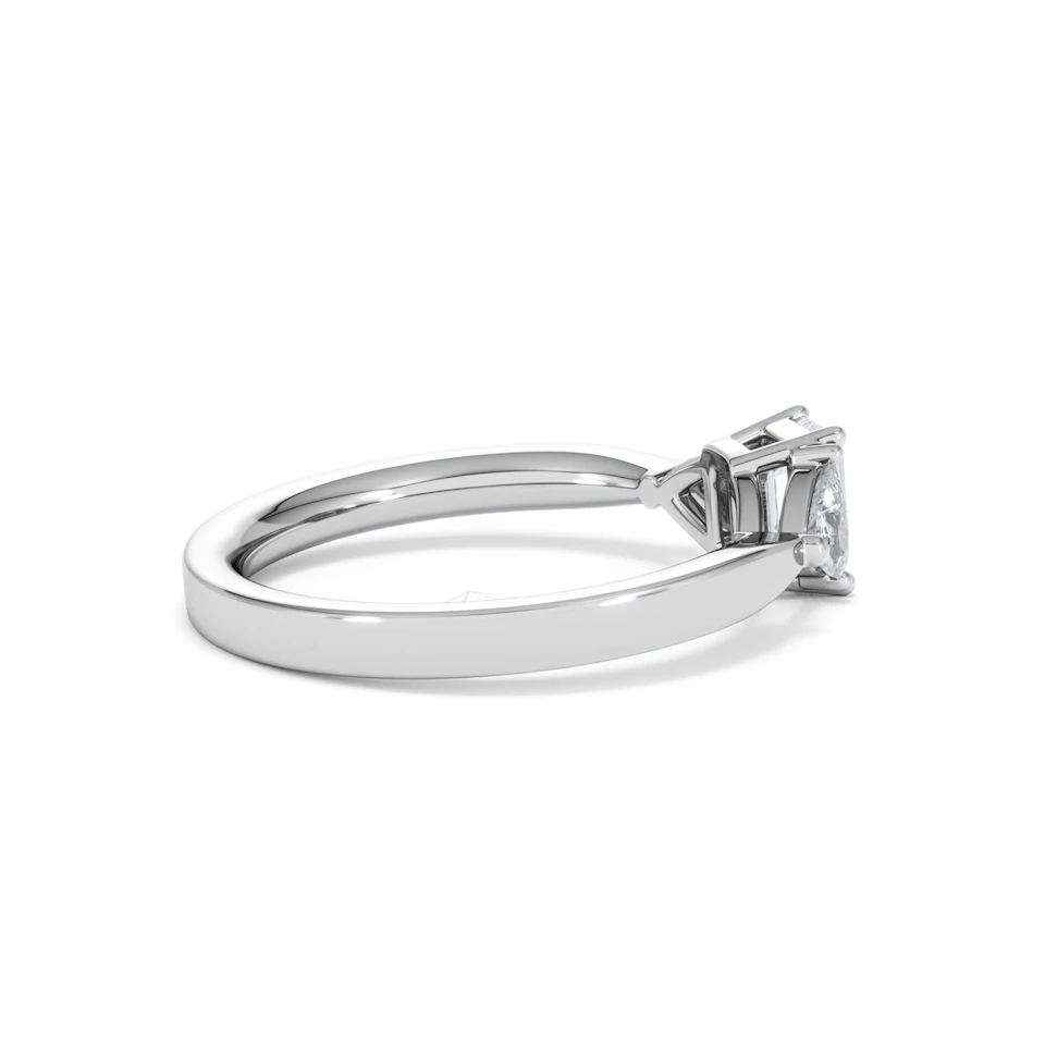 Aurora Lab Diamond Emerald Cut and Trillion 1.00ct Ring in Platinum F/VS1