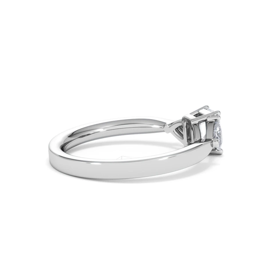 Aurora Lab Diamond Emerald Cut and Trillion 1.00ct Ring in Platinum F/VS1