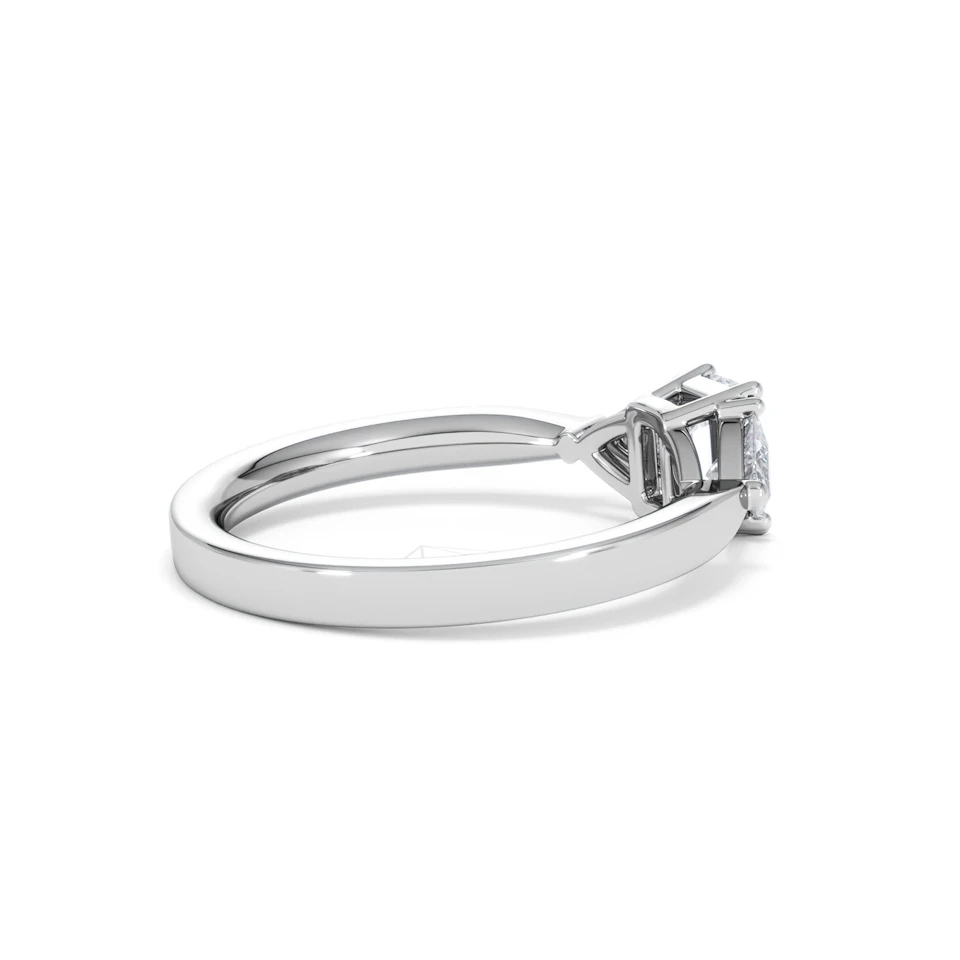 Aurora Lab Diamond Emerald Cut and Trillion 1.00ct Ring in Platinum F/VS1