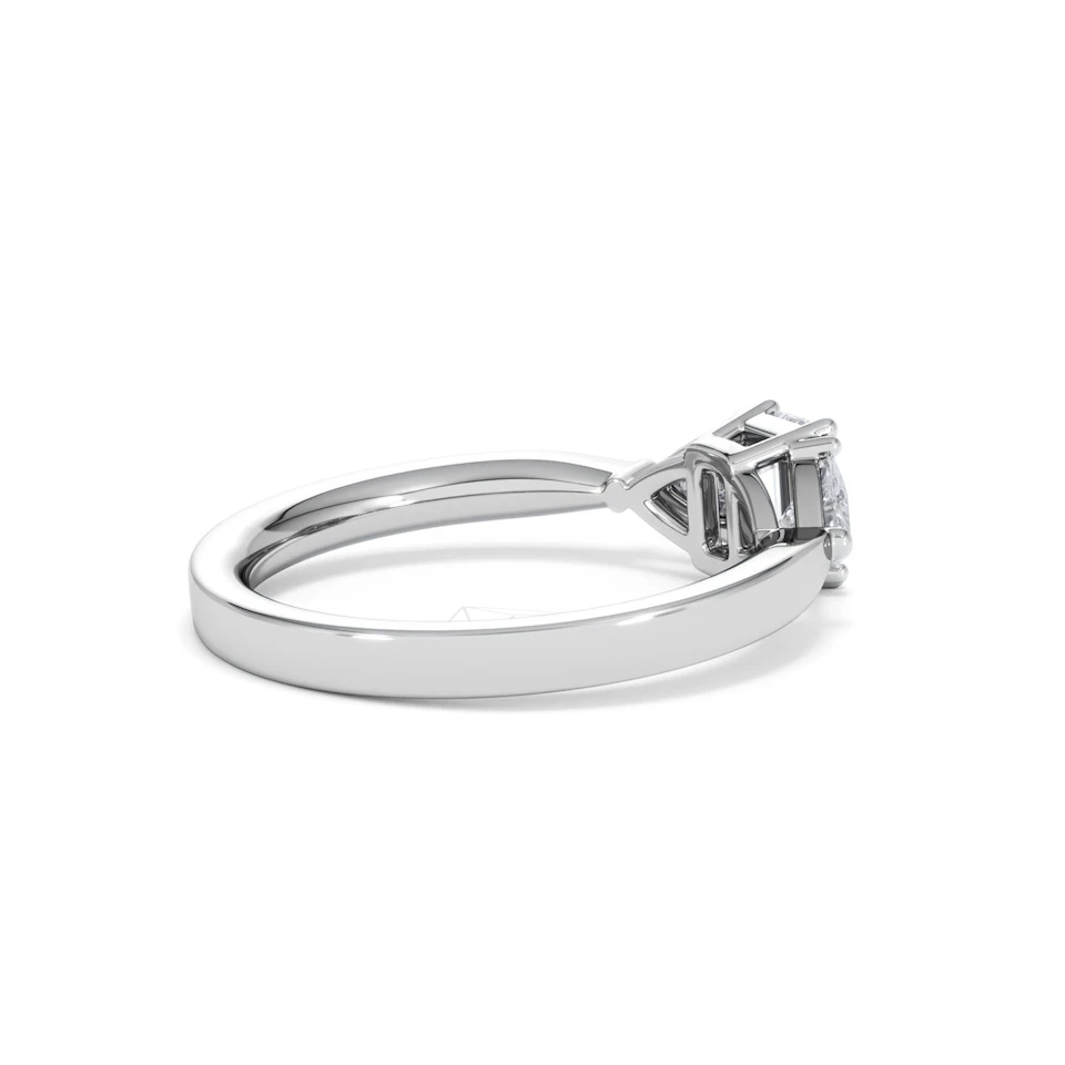 Aurora Lab Diamond Emerald Cut and Trillion 1.00ct Ring in Platinum F/VS1
