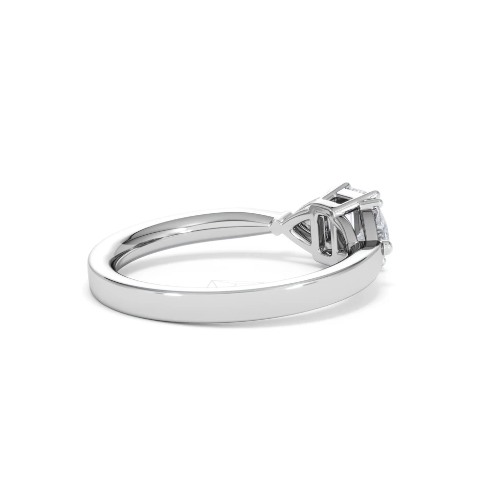 Aurora Lab Diamond Emerald Cut and Trillion 1.00ct Ring in 18K White Gold F/VS1