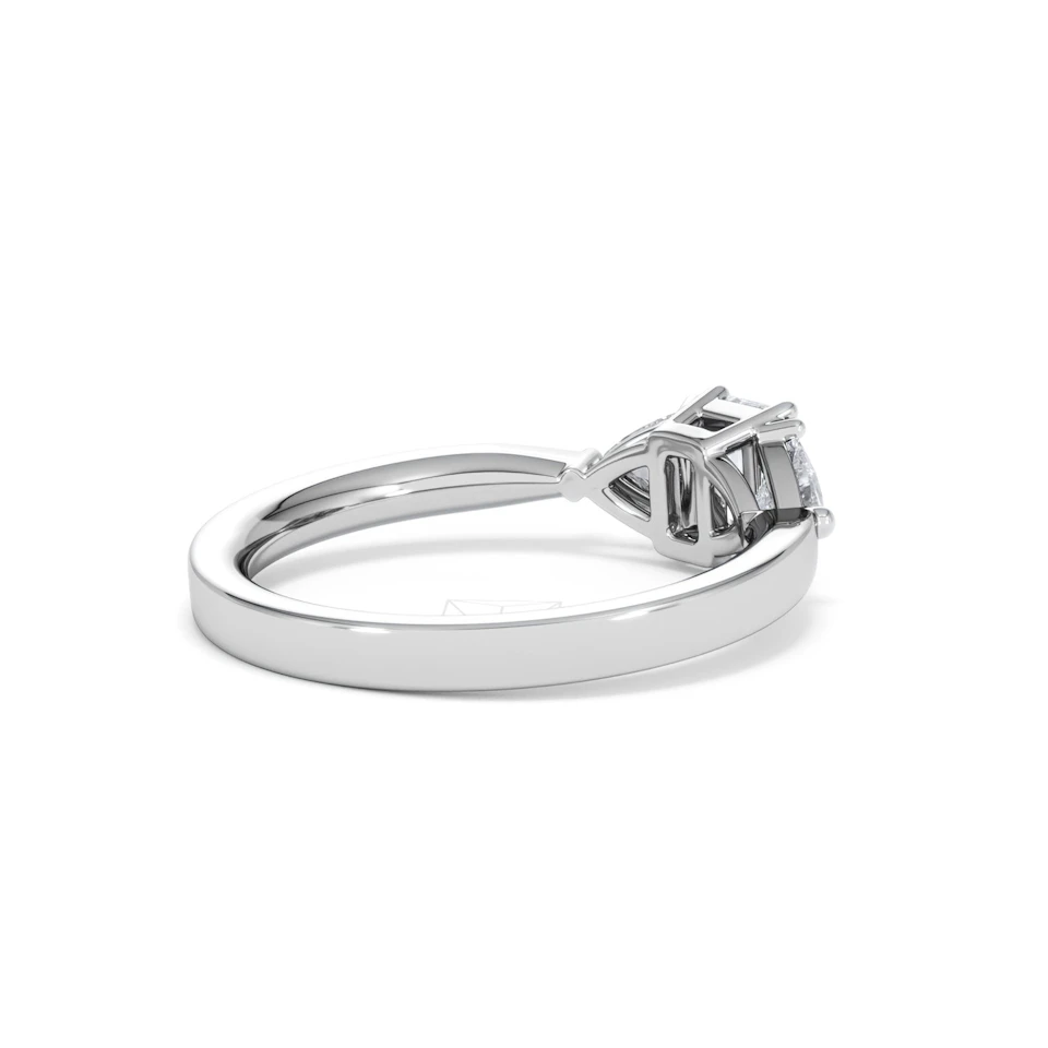 Aurora Lab Diamond Emerald Cut and Trillion 1.00ct Ring in Platinum F/VS1