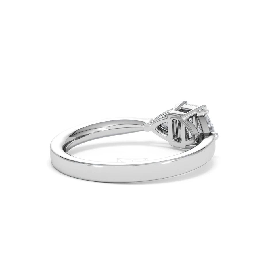 Aurora Lab Diamond Emerald Cut and Trillion 1.00ct Ring in Platinum F/VS1