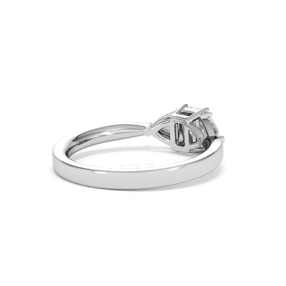 Aurora Lab Diamond Emerald Cut and Trillion 1.00ct Ring in 18K White Gold F/VS1