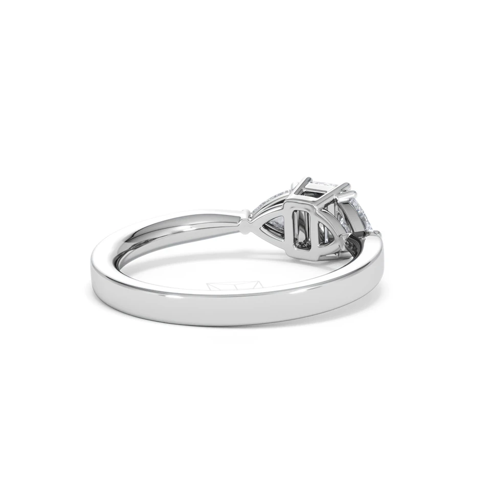 Aurora Lab Diamond Emerald Cut and Trillion 1.00ct Ring in Platinum F/VS1