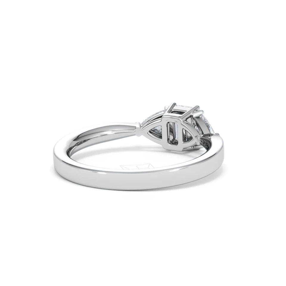 Aurora Lab Diamond Emerald Cut and Trillion 1.00ct Ring in Platinum F/VS1