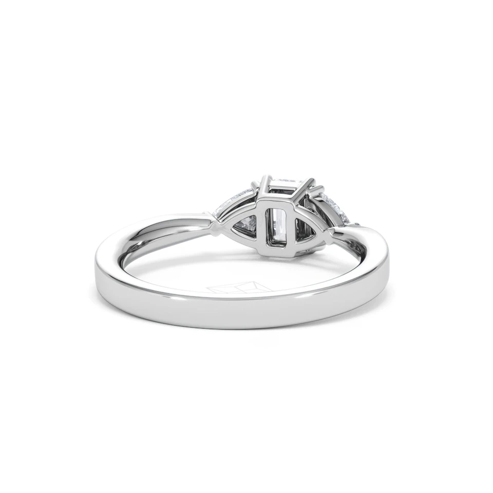 Aurora Lab Diamond Emerald Cut and Trillion 1.00ct Ring in Platinum F/VS1