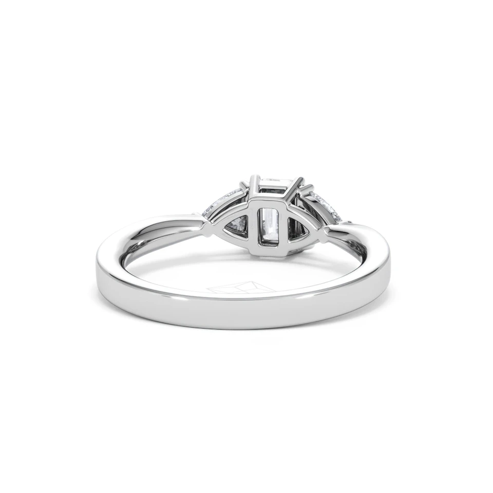 Aurora Lab Diamond Emerald Cut and Trillion 1.00ct Ring in Platinum F/VS1