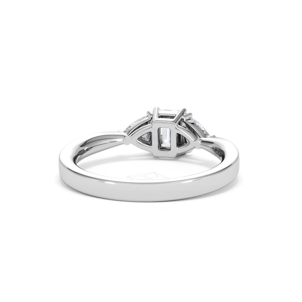 Aurora Lab Diamond Emerald Cut and Trillion 1.00ct Ring in 18K White Gold F/VS1