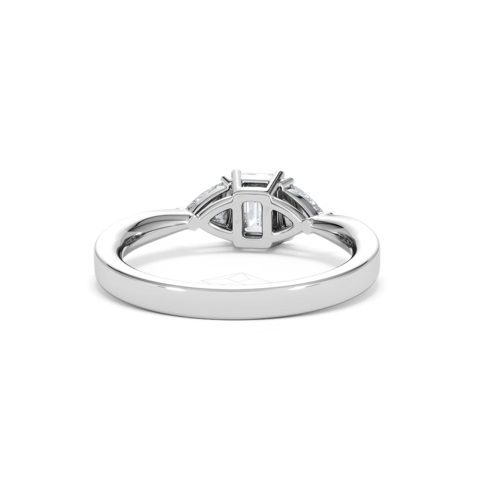 Aurora Lab Diamond Emerald Cut and Trillion 1.00ct Ring in Platinum F/VS1