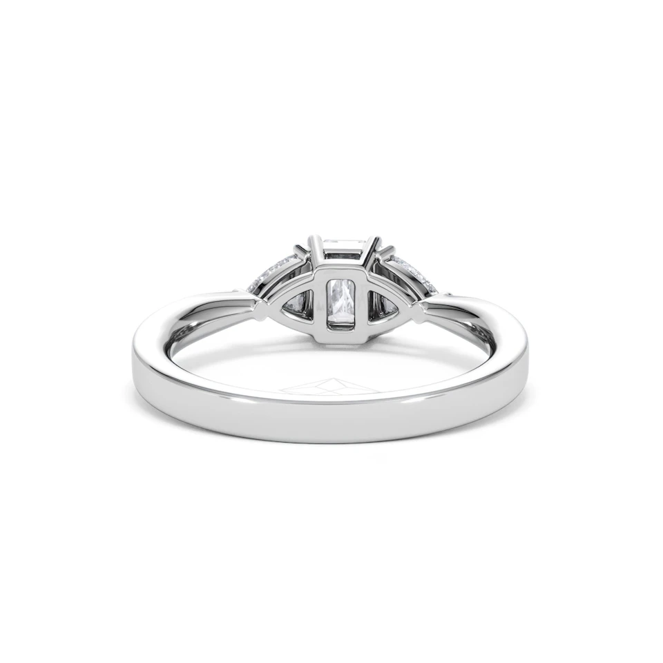 Aurora Lab Diamond Emerald Cut and Trillion 1.00ct Ring in Platinum F/VS1