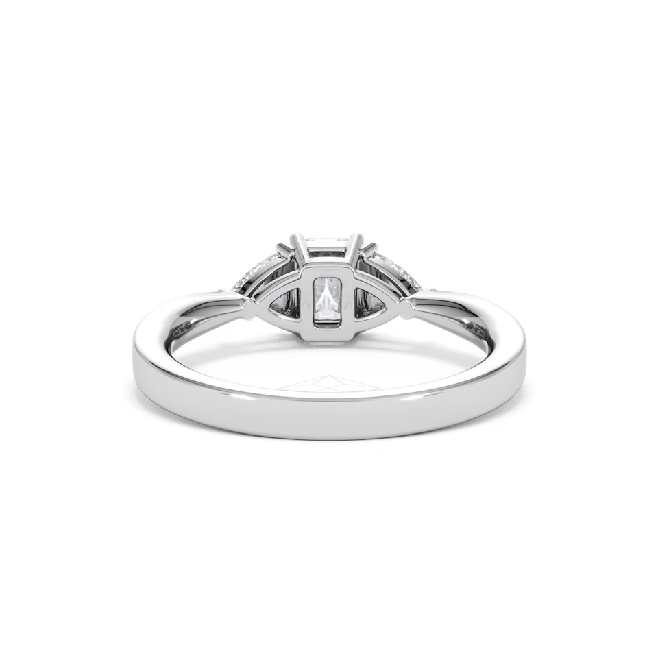 Aurora Lab Diamond Emerald Cut and Trillion 1.00ct Ring in Platinum F/VS1