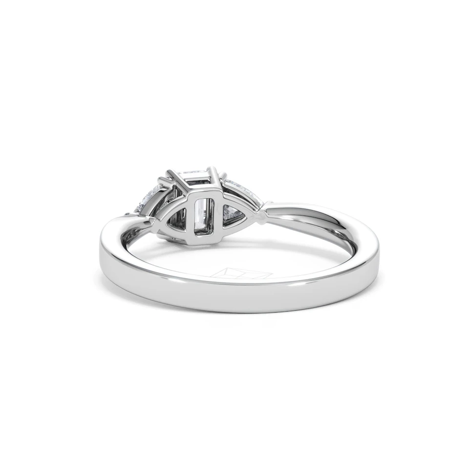Aurora Lab Diamond Emerald Cut and Trillion 1.00ct Ring in 18K White Gold F/VS1