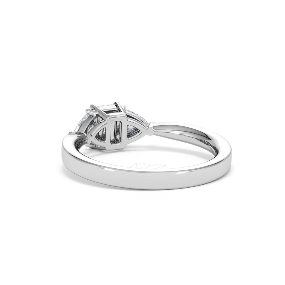 Aurora Lab Diamond Emerald Cut and Trillion 1.00ct Ring in Platinum F/VS1