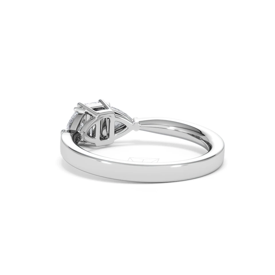 Aurora Lab Diamond Emerald Cut and Trillion 1.00ct Ring in Platinum F/VS1
