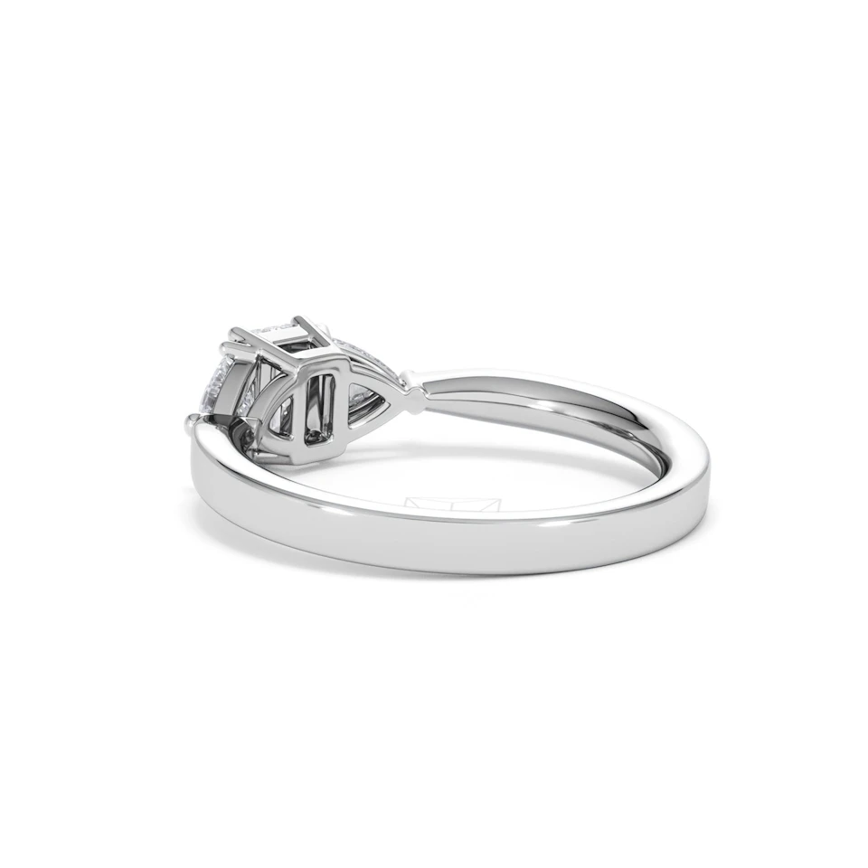 Aurora Lab Diamond Emerald Cut and Trillion 1.00ct Ring in Platinum F/VS1