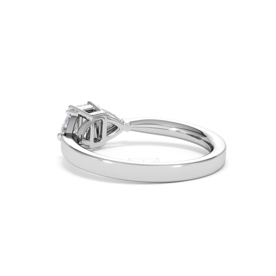 Aurora Lab Diamond Emerald Cut and Trillion 1.00ct Ring in Platinum F/VS1