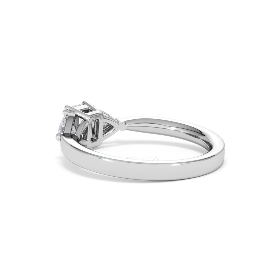 Aurora Lab Diamond Emerald Cut and Trillion 1.00ct Ring in Platinum F/VS1
