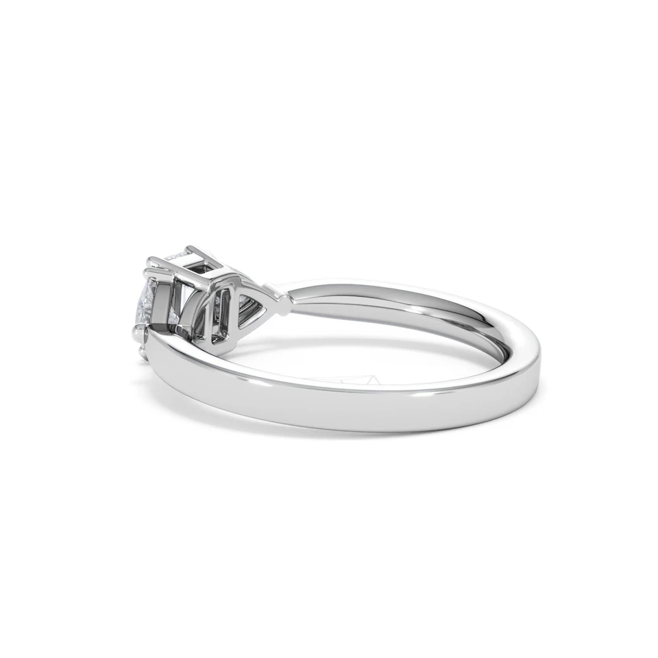 Aurora Lab Diamond Emerald Cut and Trillion 1.00ct Ring in Platinum F/VS1