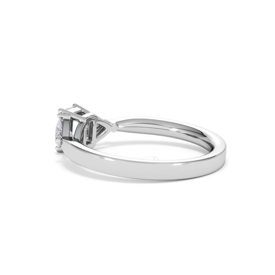 Aurora Lab Diamond Emerald Cut and Trillion 1.00ct Ring in Platinum F/VS1