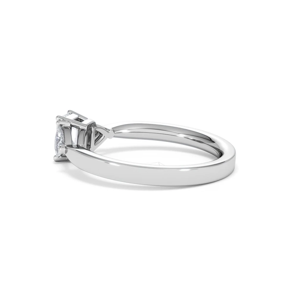 Aurora Lab Diamond Emerald Cut and Trillion 1.00ct Ring in Platinum F/VS1