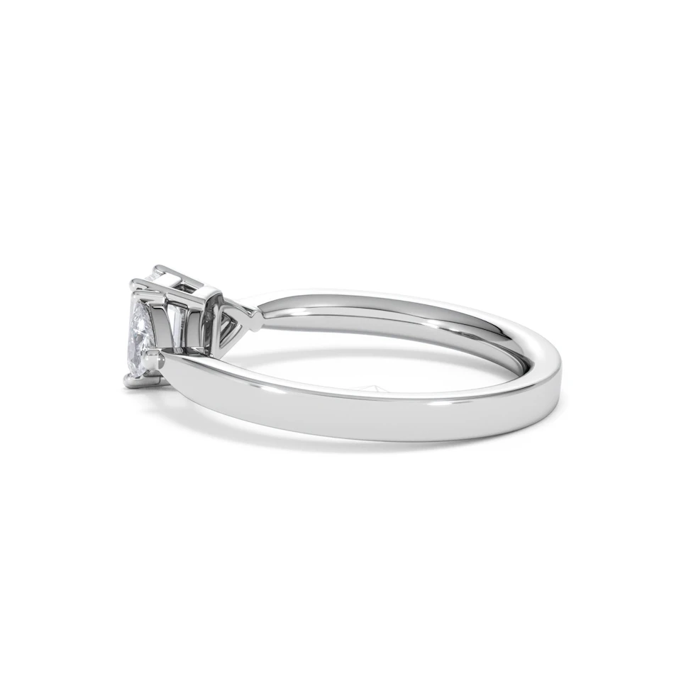 Aurora Lab Diamond Emerald Cut and Trillion 1.00ct Ring in Platinum F/VS1