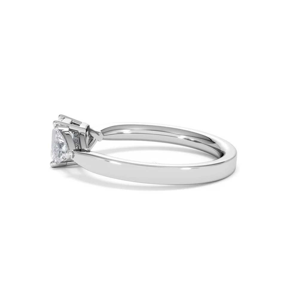 Aurora Lab Diamond Emerald Cut and Trillion 1.00ct Ring in Platinum F/VS1