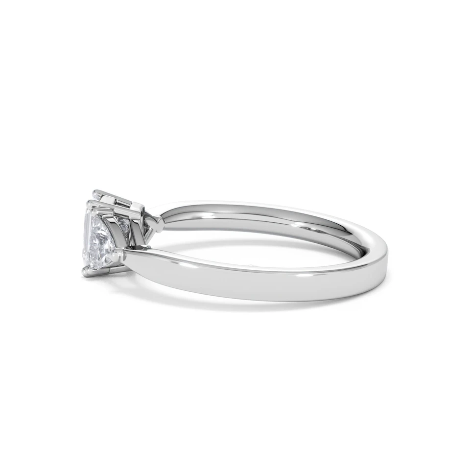 Aurora Lab Diamond Emerald Cut and Trillion 1.00ct Ring in Platinum F/VS1