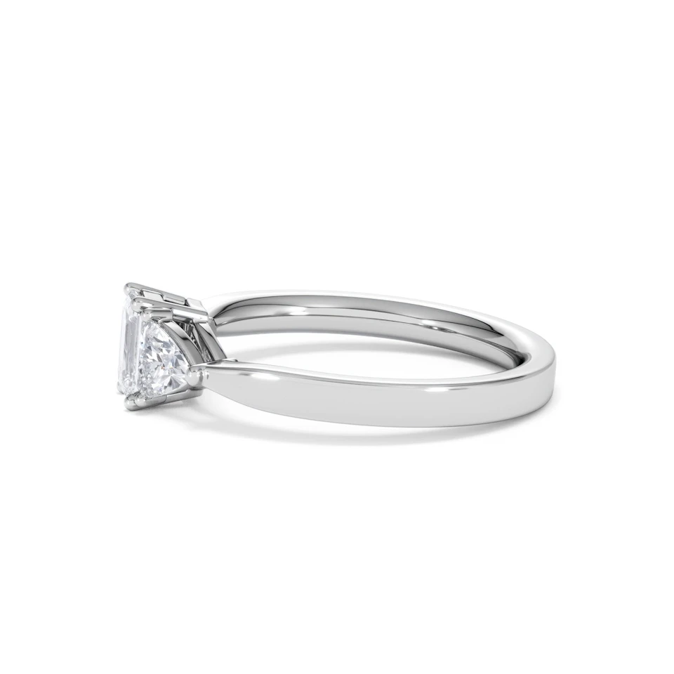 Aurora Lab Diamond Emerald Cut and Trillion 1.00ct Ring in Platinum F/VS1