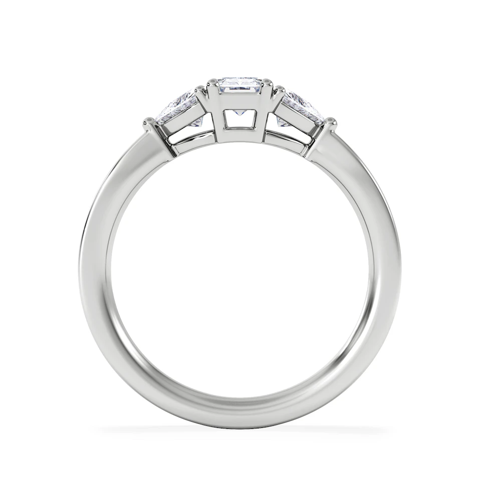 Aurora Lab Diamond Emerald Cut and Trillion 1.00ct Ring in Platinum F/VS1