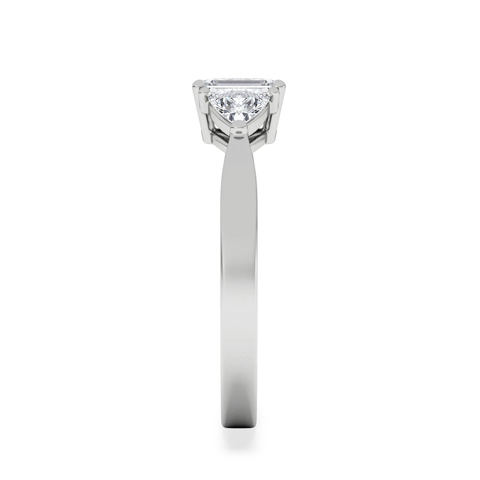 Aurora Lab Diamond Emerald Cut and Trillion 1.00ct Ring in 18K White Gold F/VS1