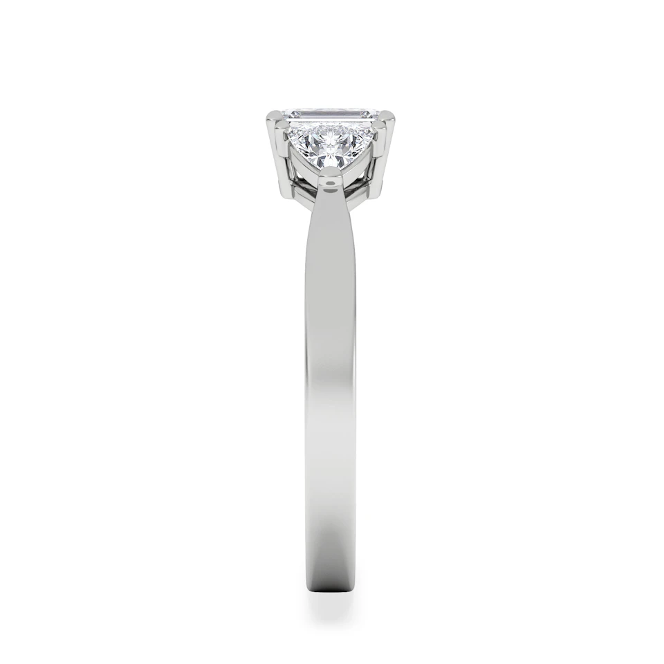Aurora Lab Diamond Emerald Cut and Trillion 1.00ct Ring in Platinum F/VS1